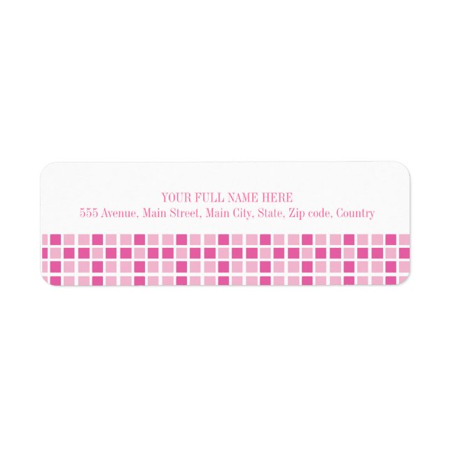 Pink Squares Pattern Return Address Label (Front)