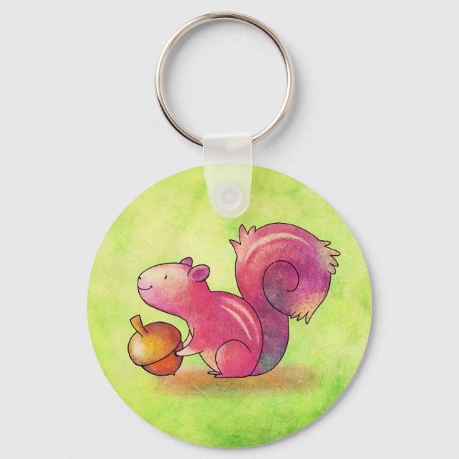 Pink Squirrel Keychain (Front)