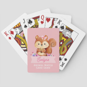 Pink Squirrel Kids Personalised Animal Match Playing Cards