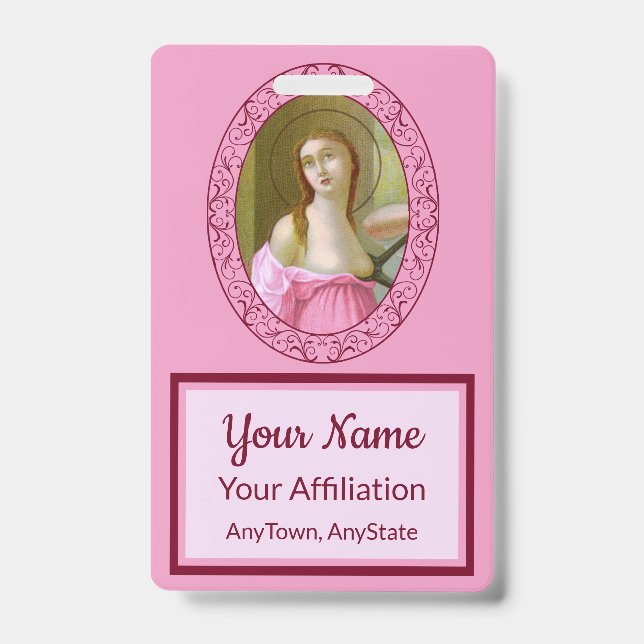 Pink St. Agatha (M 003) Badge 3 ID Badge (Front)