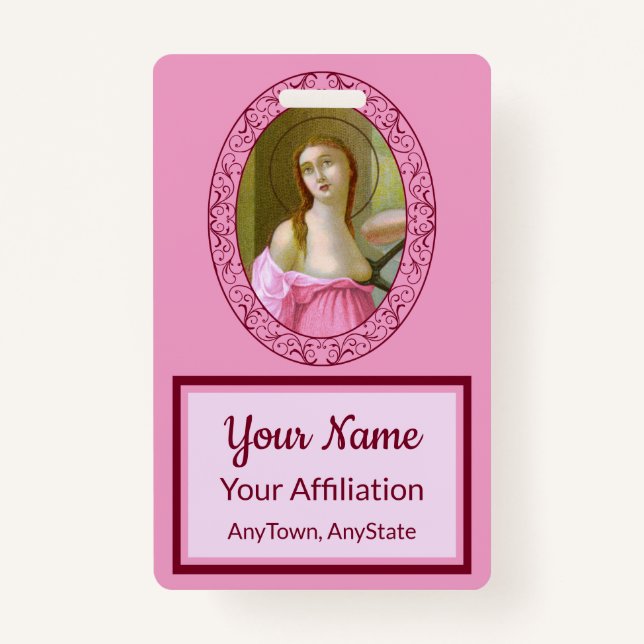 Pink St. Agatha (M 003) Badge 3 ID Badge (Front)