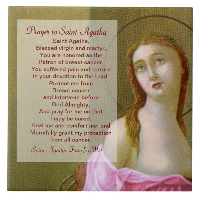 Pink St. Agatha (M 003) Ceramic Tile 2 (Front)