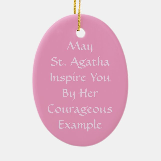 Pink St. Agatha  (M 003) Ceramic Tree Decoration (Back)