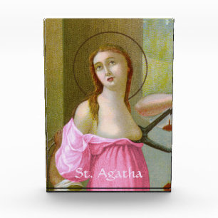 Pink St. Agatha (M 003) Paperweight or Photo Block