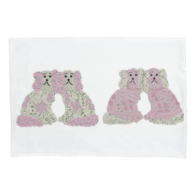  Pink Staffordshire Dogs  Pillowcase (Front)