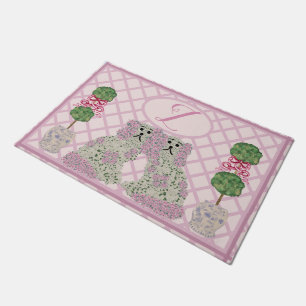 Pink Staffordshire Dogs Topiary Roses Doormat