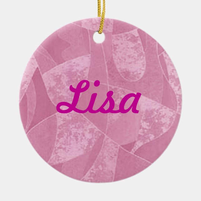 Pink Stain Glass Name Ornament (Front)