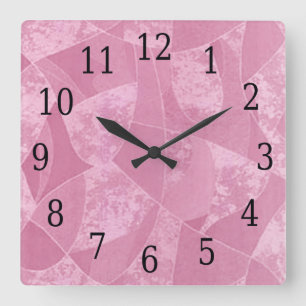 Pink Stain Glass Square Clock