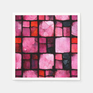 Pink Stained glass Tile Decoupage Tissue Paper Napkin