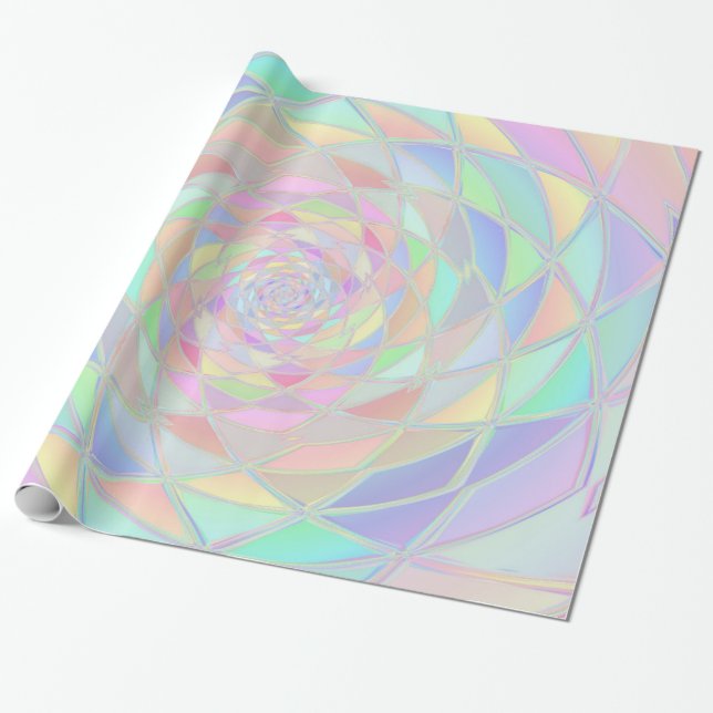 Pink Stained Glass Window Pastels Wrapping Paper (Unrolled)