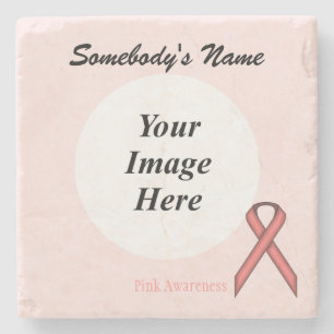 Pink Standard Ribbon by Kenneth Yoncich Stone Coaster