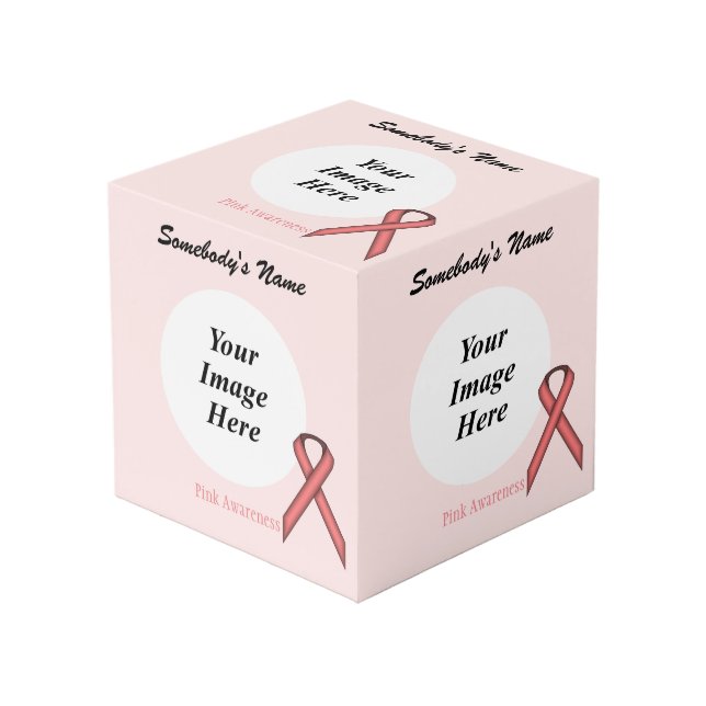 Pink Standard Ribbon Template by Kenneth Yoncich Cube (Front Angled)