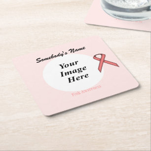Pink Standard Ribbon Template by Kenneth Yoncich Square Paper Coaster