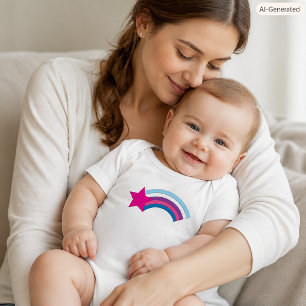 Pink Star and Rainbow Cute Pastel Kids Design Baby Bodysuit
