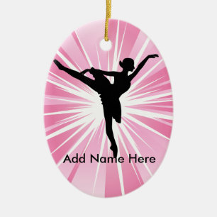 Pink Star Ballerina B Name customisable Ornament