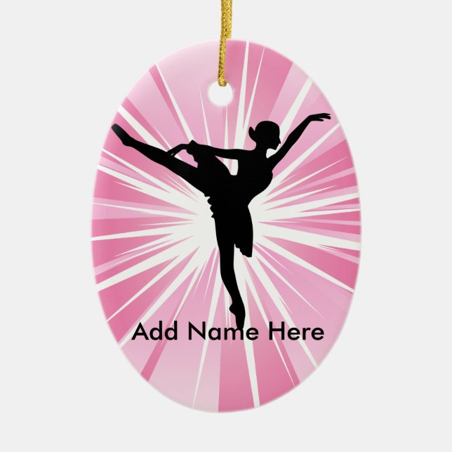 Pink Star Ballerina B Name customisable Ornament (Front)