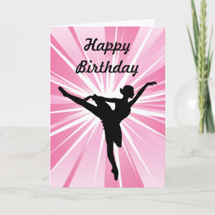 Pink Star Ballerina Birthday Card