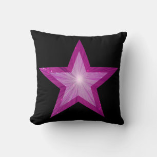 Pink Star Black throw pillow square