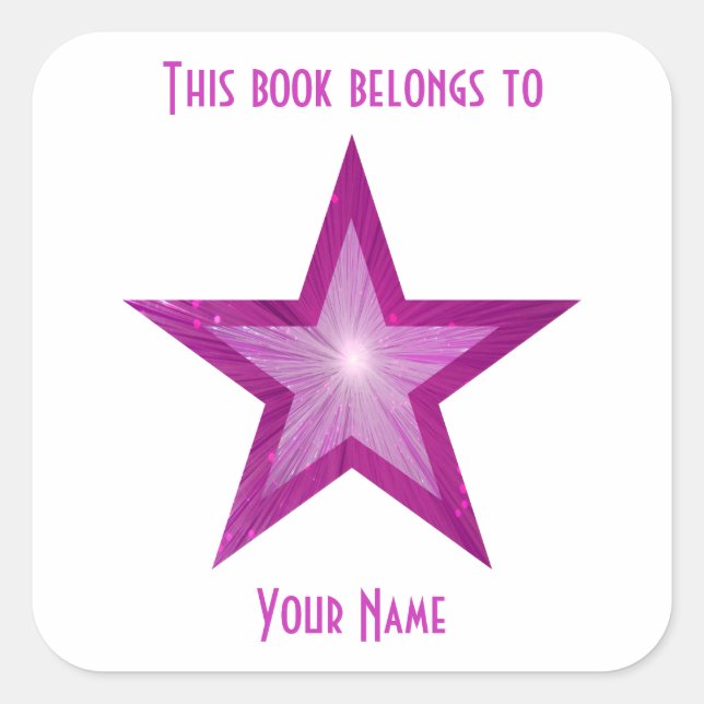 Pink Star bookplate sticker white (Front)