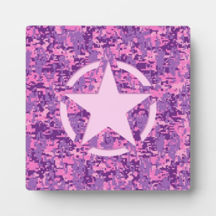 Pink Star Deco on Digital Camo Style Plaque