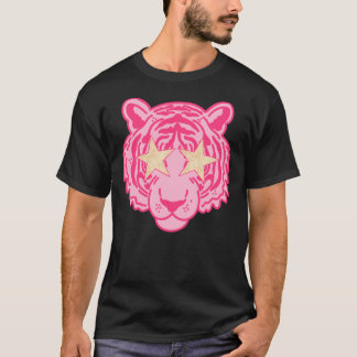 Pink Star Eye Tiger Face Sticker T-Shirt