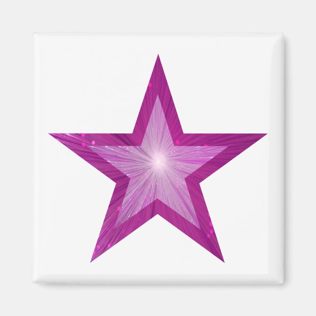 Pink Star fridge magnet square white (Front)