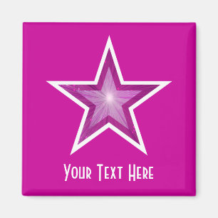 Pink Star fridge 'Your Text' magnet square pink