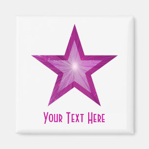 Pink Star fridge 'Your Text' magnet square white