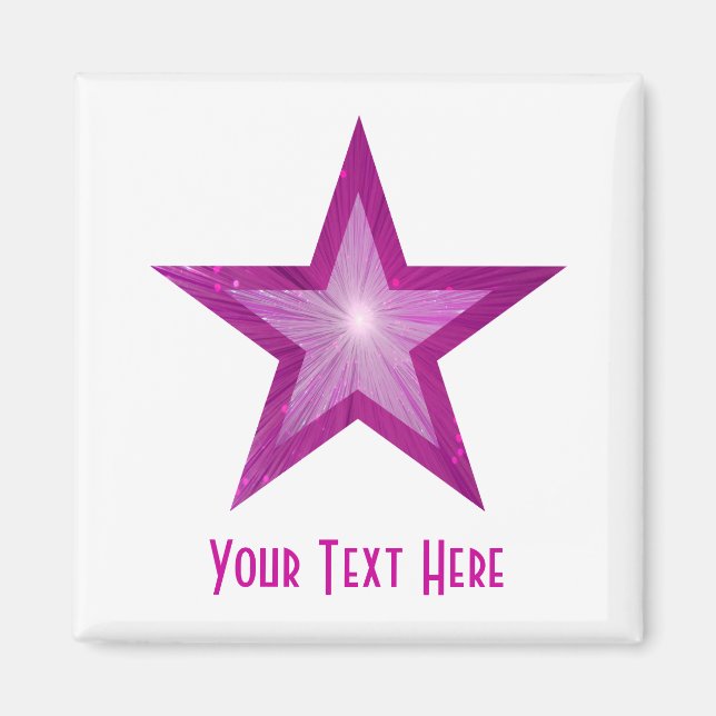 Pink Star fridge 'Your Text' magnet square white (Front)