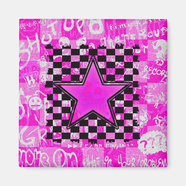 Pink Star Graffiti Magnet (Front)