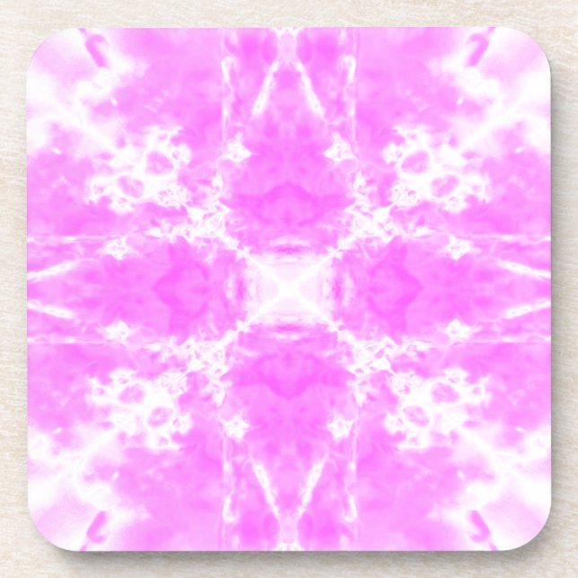 Pink star kaleidoscope pattern coaster (Front)