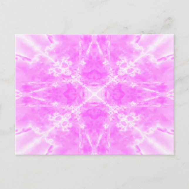 Pink star kaleidoscope pattern postcard (Front)
