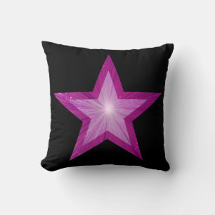 Pink Star large & small throw pillow square black