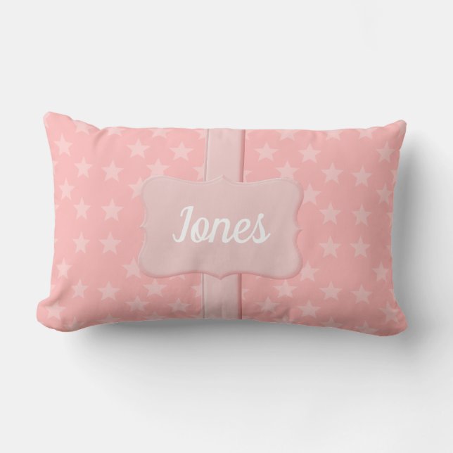 Pink Star Monogram or Name Lumbar Cushion (Front)