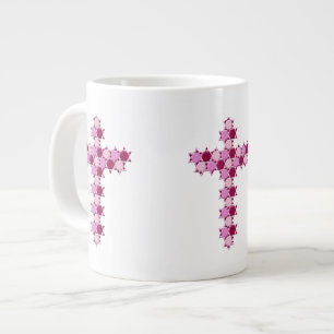 Pink Star of David Cross Optical Illusion Large Coffee Mug