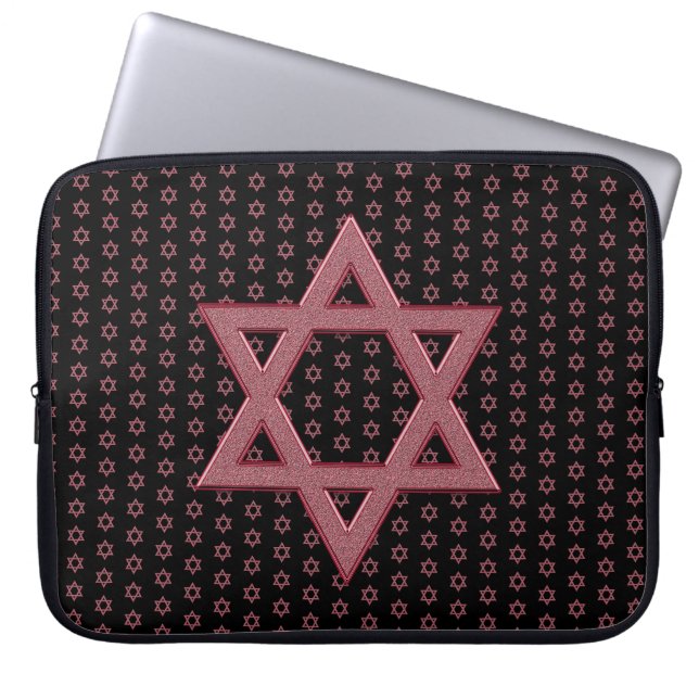 Pink Star of David Seamless Laptop Sleeve (Front)