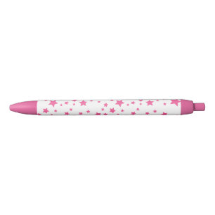 Pink Star Pattern Black Ink Pen