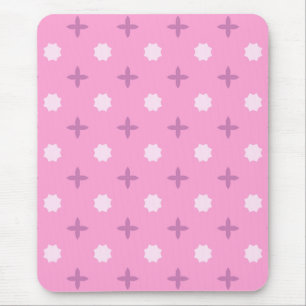 Pink Star Petal Dot Pattern Mouse Pad