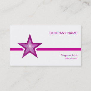 Pink Star pink line business card template white