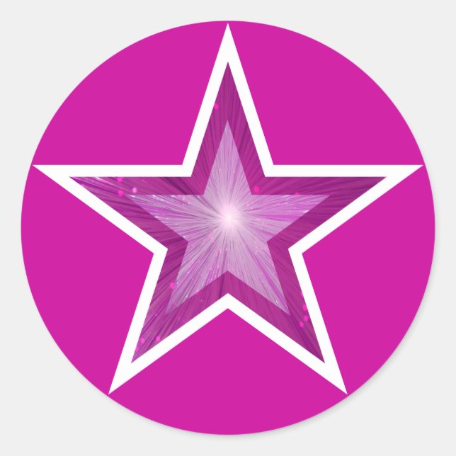 Pink Star round sticker pink (Front)