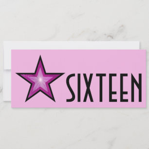 Pink Star 'SIXTEEN' pink black long Invitation