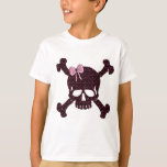 Pink Star Skull T-Shirt<br><div class="desc">A black skull with pink stars and a pink hair bow</div>