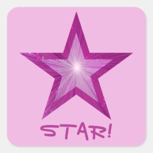 Pink Star 'STAR!' square sticker pale pink