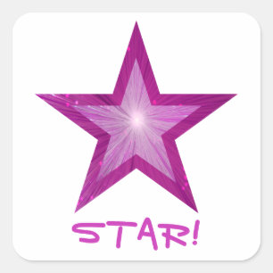 Pink Star 'STAR!' square sticker white