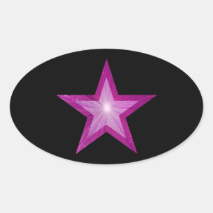 Pink Star sticker oval black