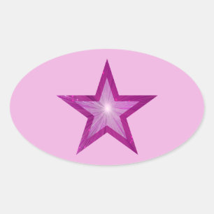 Pink Star sticker oval pale pink