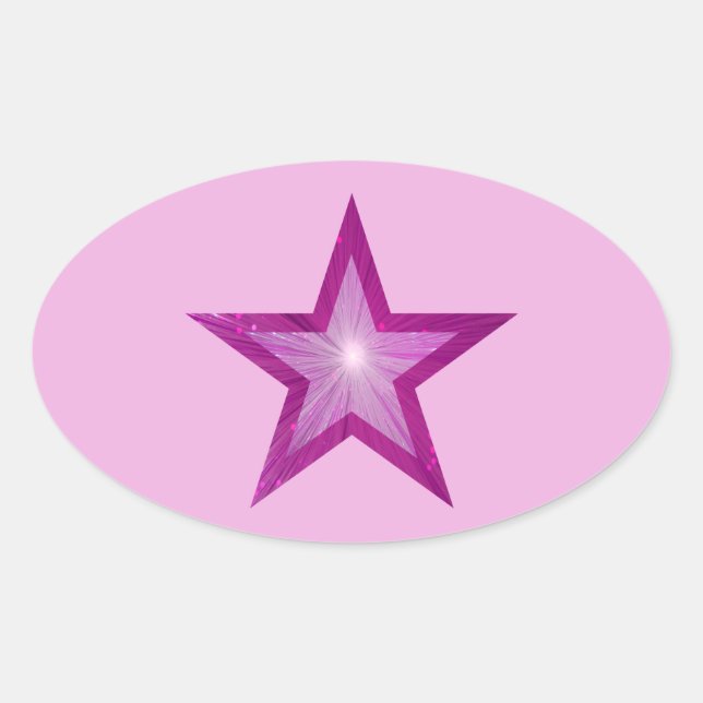 Pink Star sticker oval pale pink (Front)