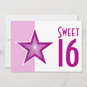 Pink Star 'Sweet 16' pale pink white Invitation
