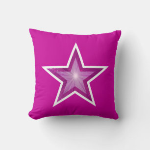 Pink Star 'Text' throw pillow square white