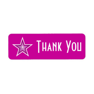 Pink Star 'Thank you' label small pink Return Address Label